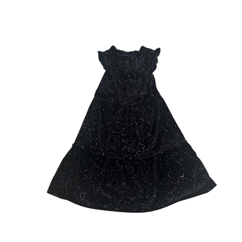 Crewcuts Black Sparkle velveteen short sleeve Dress size 6